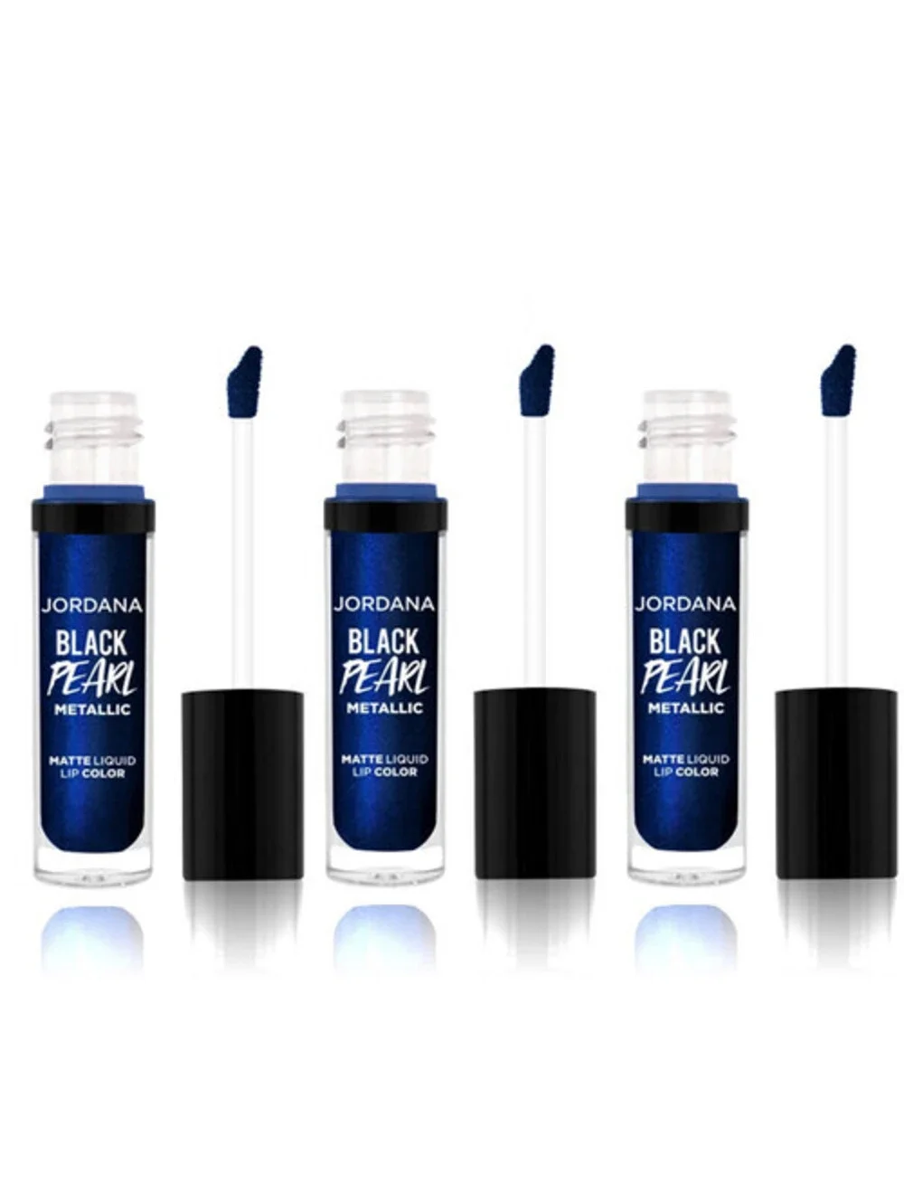 3-Pack NEW Jordana Black Pearl Metallic Liquid Lip Color Gloss 07 Cosmic Nights